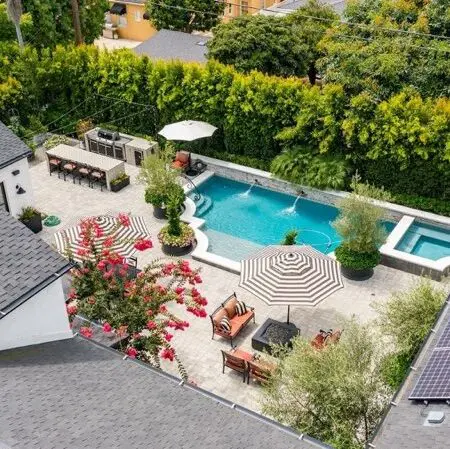 Backyard hardscape with pool patio